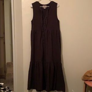 Anthropologie tiered grey sleeveless sundress